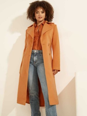 Orange Guess Dounia Trench Women's Coats | 0741-IUMXW