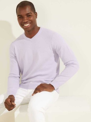 Orange Guess Eco Liam V-Neck Men's Sweaters | 9278-FVKXE
