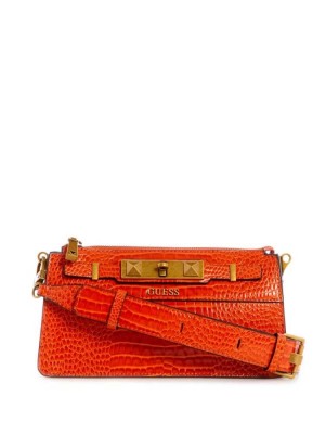Orange Guess Raffie Mini Women's Crossbodies | 9651-JHGYV
