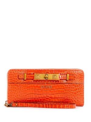 Orange Guess Raffie Zip-Around Women's Crossbodies | 9824-CDENI