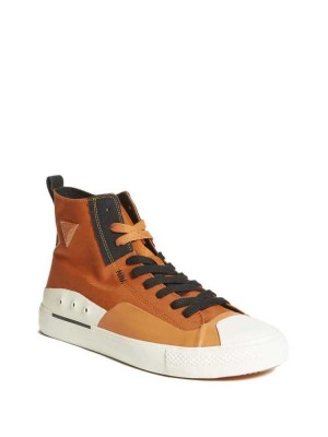 Orange Multicolor Guess Ederle High-Top Men's Sneakers | 6205-BPJCM
