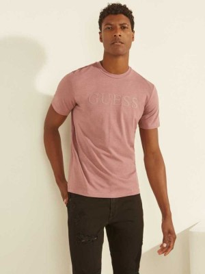 Pink Guess Eco Alphy Men's T-Shirts | 2980-QAZES