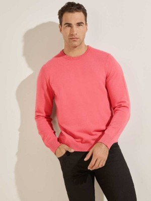 Pink Guess Eco Liam Crew Men's Sweaters | 6047-UKOIW
