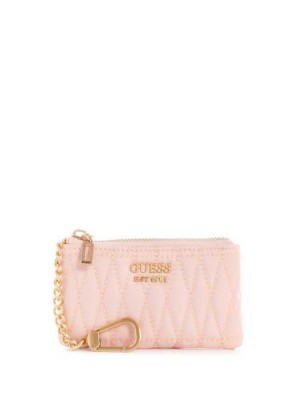 Pink Guess Layla Zip Pouch Women's Wallets | 3598-KYVHI