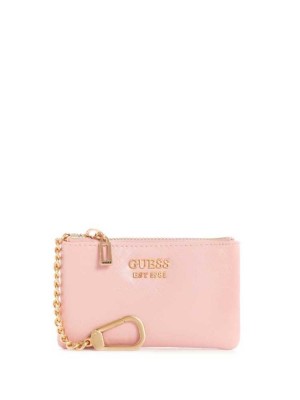 Pink Guess Layla Zip Pouch Women's Wallets | 0697-BMLOW