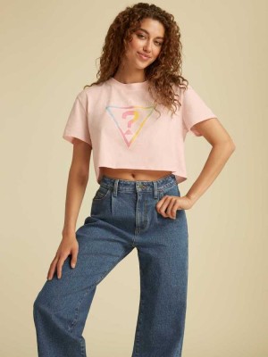 Pink Guess Originals Cropped Vintage Women's T-Shirts | 4510-WNGMB