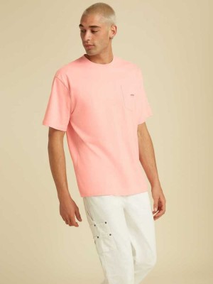 Pink Guess Originals Kit Pocket Men's T-Shirts | 6120-YKPES