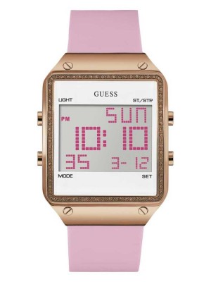 Pink Guess Pink and Rose Gold-Tone Digital Women's Watches | 3654-BOTVR