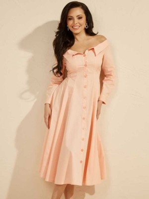 Pink Guess Sadira Women's Shirts | 8109-HPZQJ