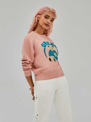 Pink Guess Spence Women's Sweatshirt | 7132-ENCJX