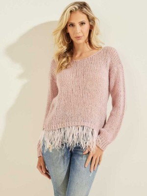 Pink Multicolor Guess Hannah Women's Sweaters | 3760-NOBYM