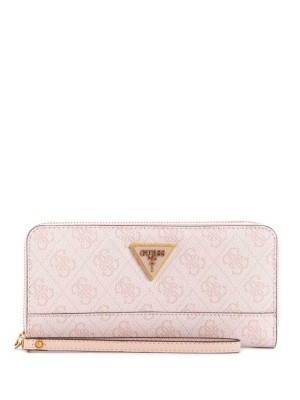 Pink White Guess Cordelia Logo Large Zip-Around Women's Wallets | 2760-FVYCR