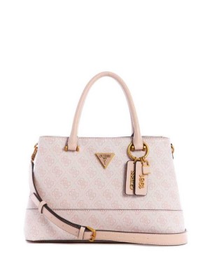 Pink White Guess Cordelia Logo Luxury Women's Satchels | 9031-CHKST