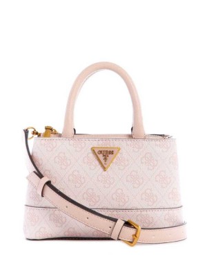 Pink White Guess Cordelia Logo Mini Women's Satchels | 5470-BKDJE