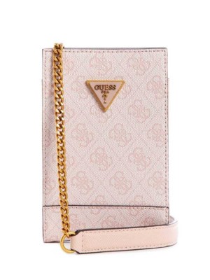 Pink White Guess Cordelia Logo Phone Case Women's Wallets | 9064-JLTRY