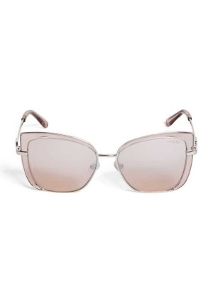 Pink / Burgundy Guess Tinted Cat-Eye Women's Sunglasses | 0346-OAVBS