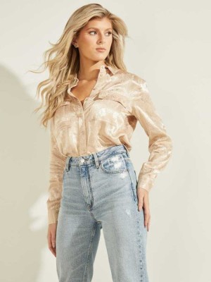Platinum Guess Eco Daphne Women's Shirts | 5482-DBOUX