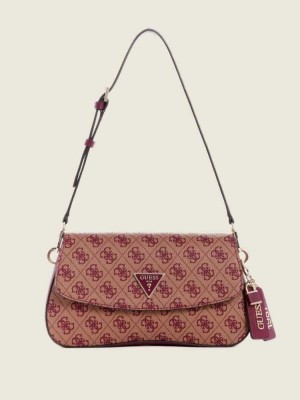 Purple Guess Cordelia Logo Flap Women's Shoulder Bags | 3082-THLEC