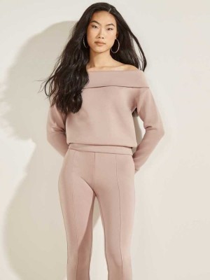 Purple Guess Eco Brenda Women's Sweatshirt | 7596-NZWVE