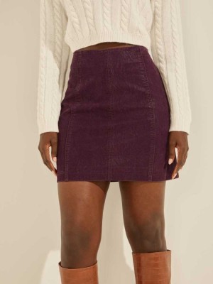 Purple Guess Eliana Faux-Suede Women's Skirts | 0912-ACJUV