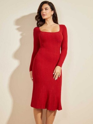 Red Guess Abigail Women's Dresses | 6350-NFWBP