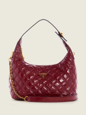 Red Guess Cessily Quilted Hobo Women's Shoulder Bags | 6078-DJHKG