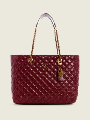 Red Guess Cessily Quilted Women's Totes | 0831-RIAML