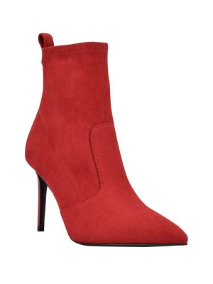Red Guess Dafina Faux-Suede Sock Women's Booties | 5089-EXOVA