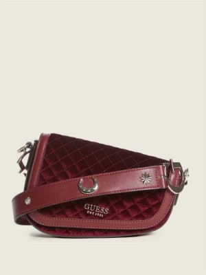 Red Guess G-Dream Velvet Flap Women's Shoulder Bags | 3569-EIFKH