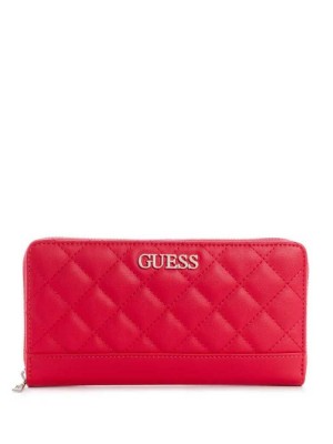 Red Guess Illy Check Organizer Women's Wallets | 2981-ZXKUM