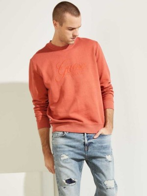 Red Guess Melvyn Pullover Men's Sweatshirt | 0462-QAJMX