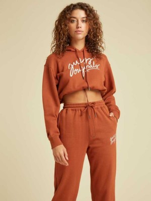 Red Guess Originals Cropped Women's Hoodies | 9371-GXIMT