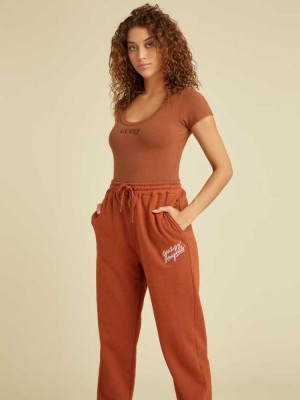 Red Guess Originals Logo Women's Bodysuit | 8079-GYZQR