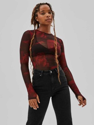 Red Guess Originals x Anna Nicole Smith Mesh Women's Shirts | 4901-DOUQE