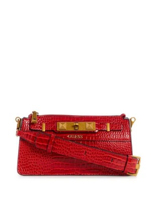 Red Guess Raffie Mini Women's Crossbodies | 7394-XGUOZ