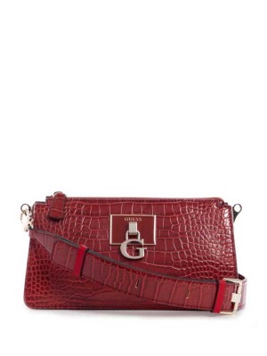 Red Guess Stephi Mini Zip Women's Crossbodies | 2630-GUDMH