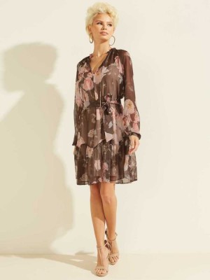 Rose Black Guess Veronica Women's Dresses | 9310-RXFKL