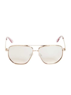 Rose Gold Burgundy Guess Kelly Aviator Women's Sunglasses | 1407-IQMBY
