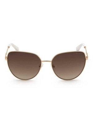 Rose Gold Guess Metal Cat-Eye Women's Sunglasses | 4693-QHDKV