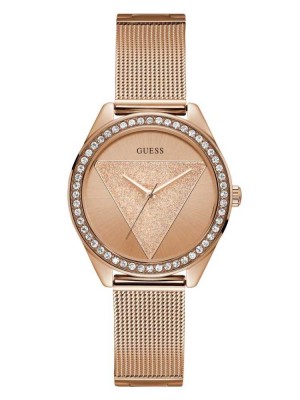 Rose Gold Guess Rose Gold-Tone Logo Analog Women's Watches | 3571-OFZWA