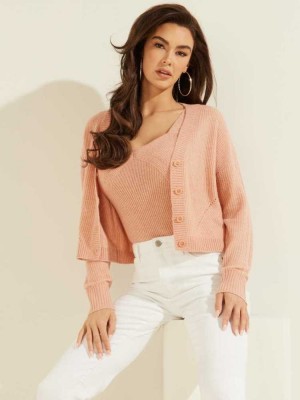 Rose Guess Serena Cable Knit Women's Cardigan | 9568-BWCPJ