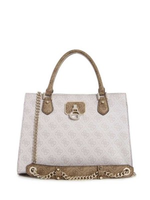 Silver Guess Alisa Girlfriend Women's Satchels | 9852-FZIBJ