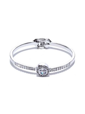 Silver Guess Caged Crystal Bangle Women's Ring | 1328-BGDTU