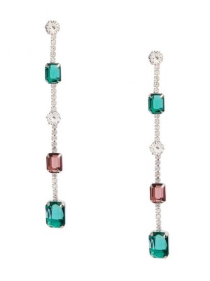 Silver Guess Crystal Emerald Linear Women's Earrings | 3217-DWBGV