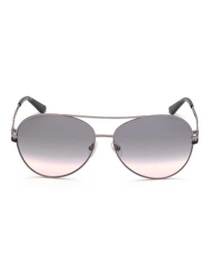 Silver Guess Janet Aviator Women's Sunglasses | 5194-PXRMU