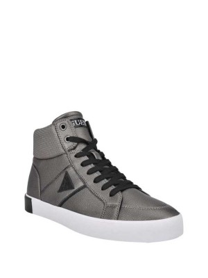 Silver Guess Penzo High-Top Men's Sneakers | 8492-RJSKI
