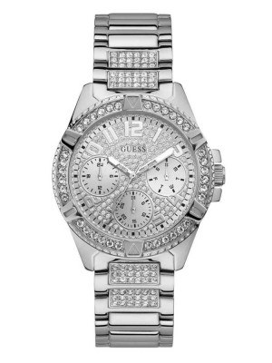 Silver Guess Rhinestone Silver-Tone Multifunction Women's Watches | 6427-HYSJN