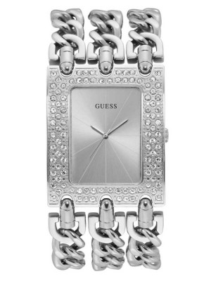 Silver Guess Silver-Tone Chain Analog Women's Watches | 0253-RWIYD