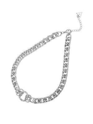 Silver Guess Silver-Tone Chain Women's Necklace | 4623-LTVYO