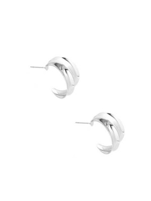 Silver Guess Silver-Tone Double Hoop Women's Earrings | 8032-IKEHM
